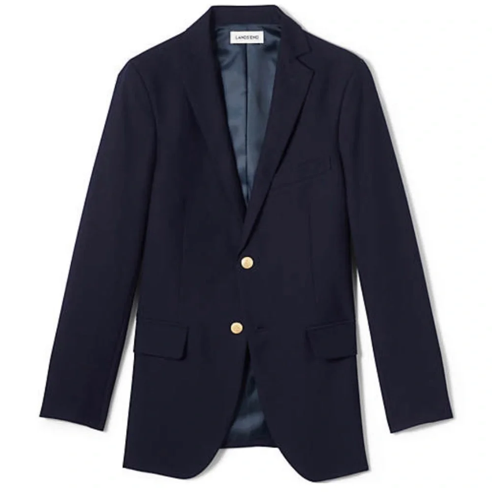LANDS END' Men's Tailored Fit Hopsack Blazer, dark navy